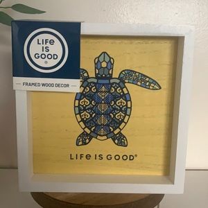Life is Good White Wood Frame With Turtle Decor. Brand New.
